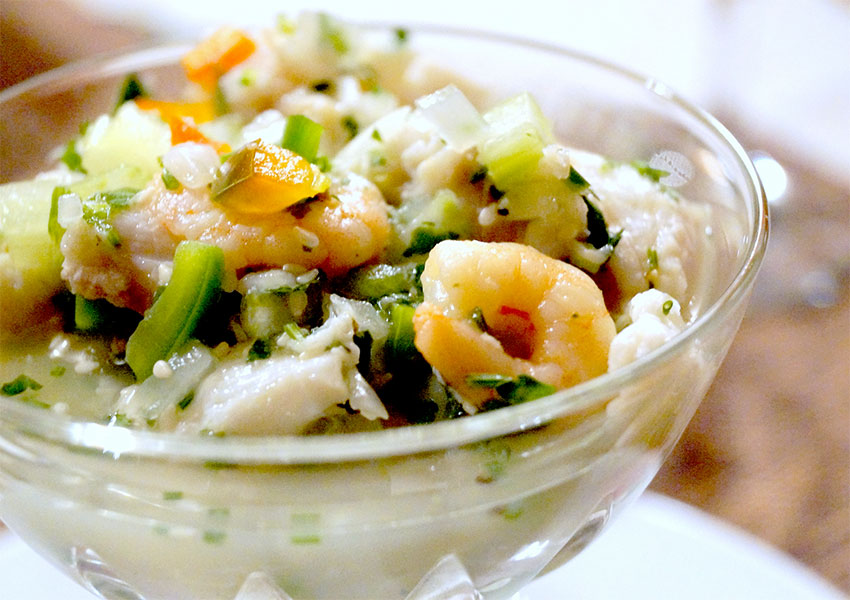 Ceviche de camarón en copa
